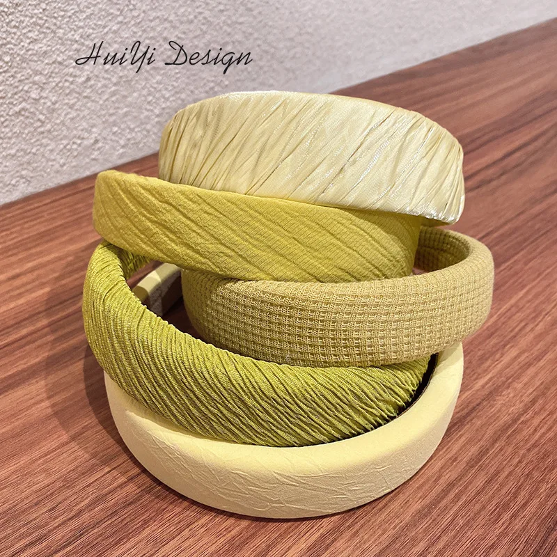 Весенняя желтая губчатая повязка на голову модные аксессуары для волос Женская