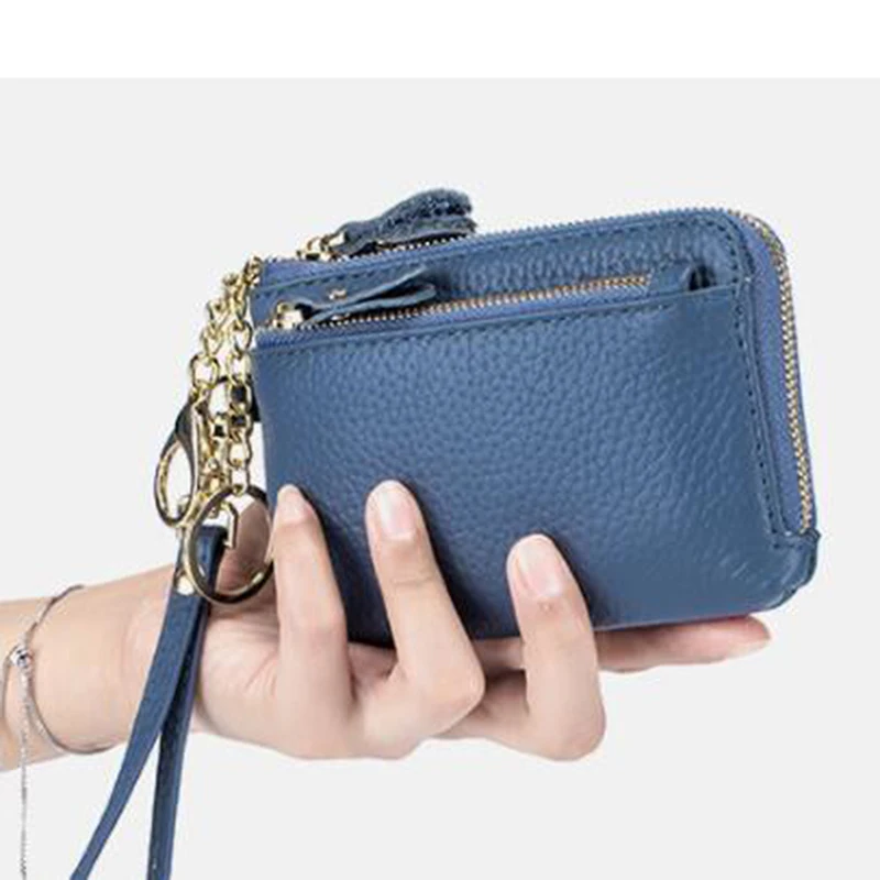 

Wristlet Wallets For Women Coin Purse Leather Clutch Bags New Ladies Money Credit Card Keychain Holder Short Wallet