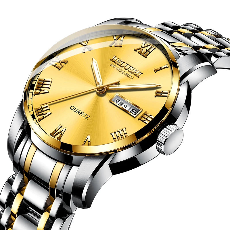 

BELUSHI Luxury Business Watch Men Fashion Casual Quartz Watch For Men Stainless Steel Waterproof upscale Clock Relogio Masculino