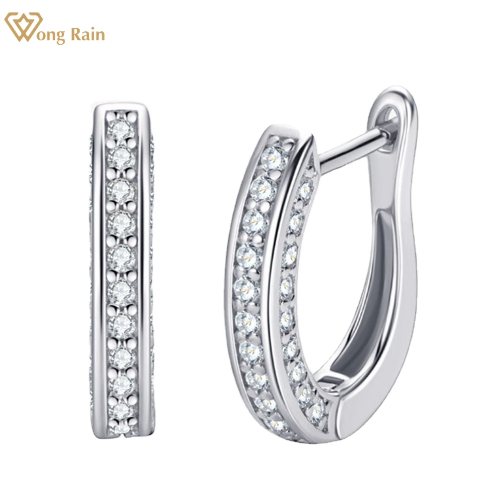 

Wong Rain Hip Hop 925 Sterling Silver Real Moissanite D Diamonds GRA Gemstone Wedding Engagement Hoop Earrings Fine Jewelry Gift