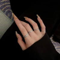 4pcs silver rings for women punk metal opening adjustable rings set for girl finger accessories fashion jewelry gifts