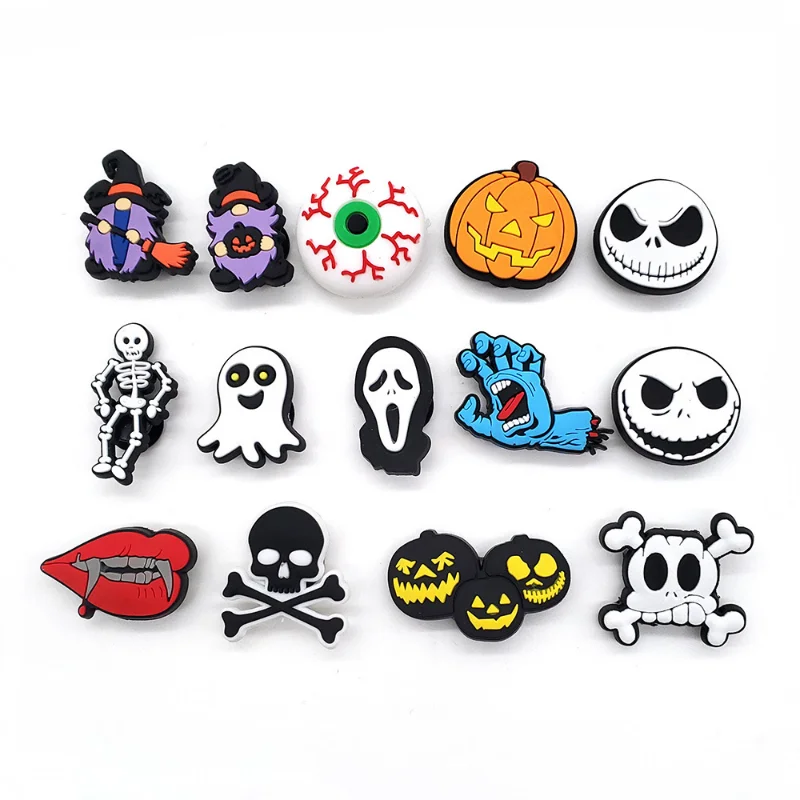 Package Sales  Cartoon Ghosts Shoe Buckle Accessories Halloween Garden Shoe Buckle Decorations For Wristband Croc Jibz Charm