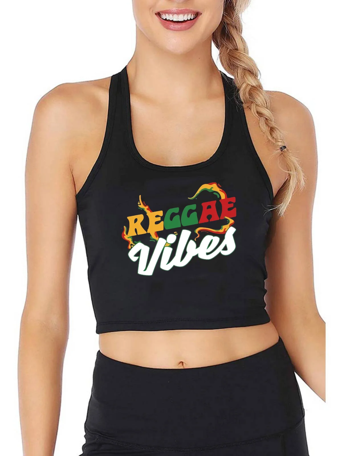 

Привлекательный дышащий облегающий кроп-топ с изображением Карибского гордости, Индивидуальные женские майки на заказ, топы для тренажерного зала и фитнеса, рубашка