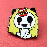 anime princess mononoke white wolf enamel brooch metal badge lapel pin jacket jeans fashion jewelry accessories gift