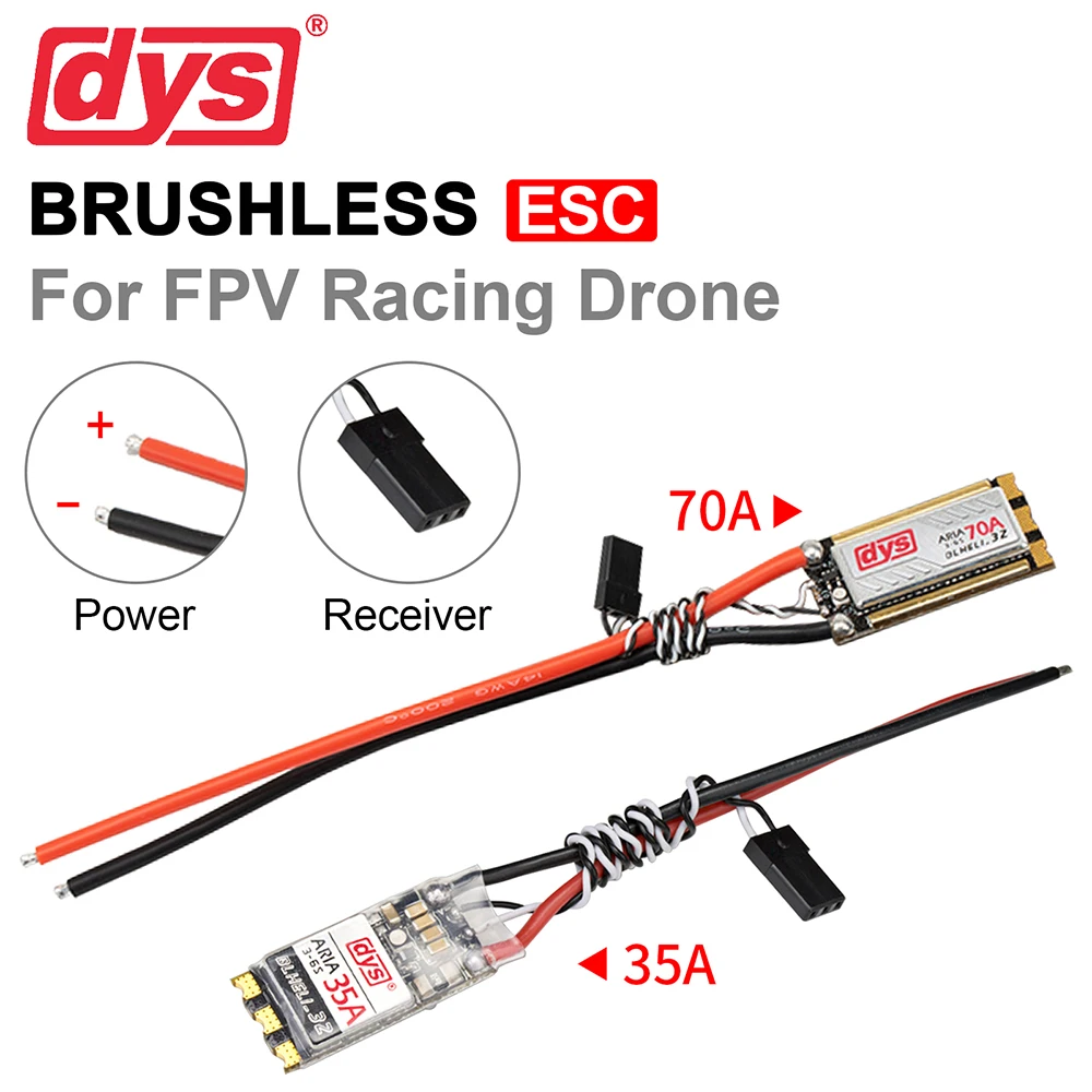 

DYS 35A 70A бесщеточный ESC RC Drone ESC 3-6S blheli _ 32bit для Dshot150/300/600/1200 FPV Racing Quadcopter RC детали гусеничного трактора