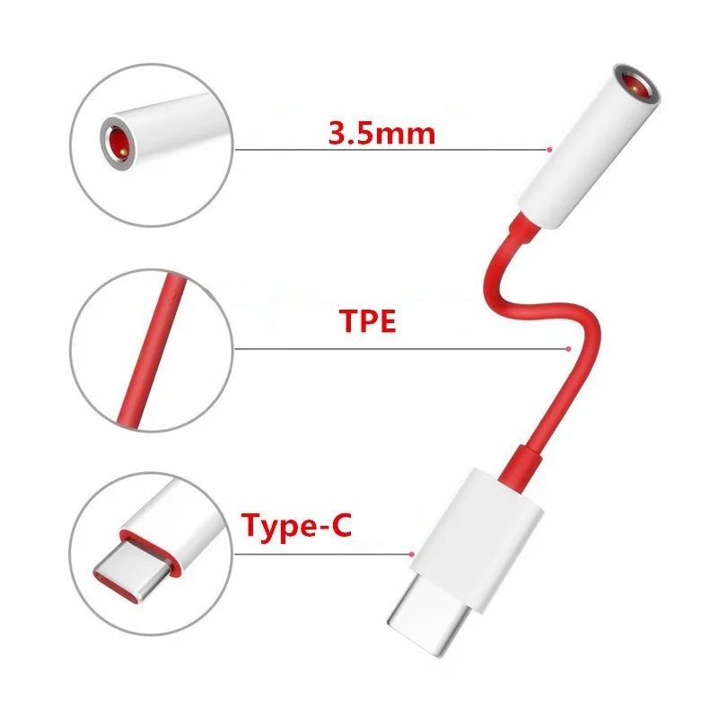 Оригинальный адаптер для наушников Oneplus с разъемом типа C на 3 5 мм