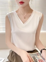 honghanyuan s to 4xl strap top women halter v neck basic white cami sleeveless pure silk solid tank tops womens summer camisole