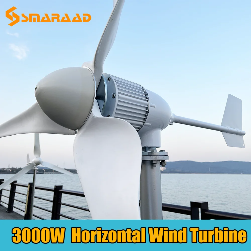 Горизонтальный ветряной генератор с 3 лезвиями 3000 Вт 24 В 48 96 в ветряная мельница