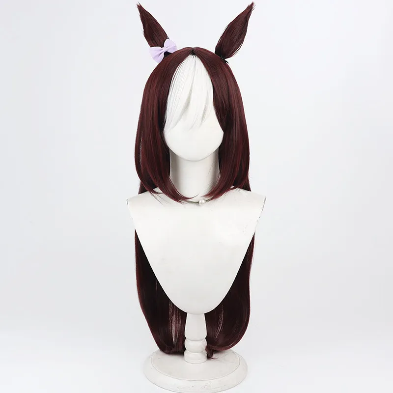 Фото Парик для косплея Uma Musume Pretty Derby Special Week, коричневый, длинный, из синтетических волос, с ушками, бантом и хвостом, для женщин, для Хэллоуина и костюмированных вечеринок №2