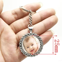 2020 new personalized photo pendant custom baby rhinestone keychain mom dad grandparents parents a gift for family members