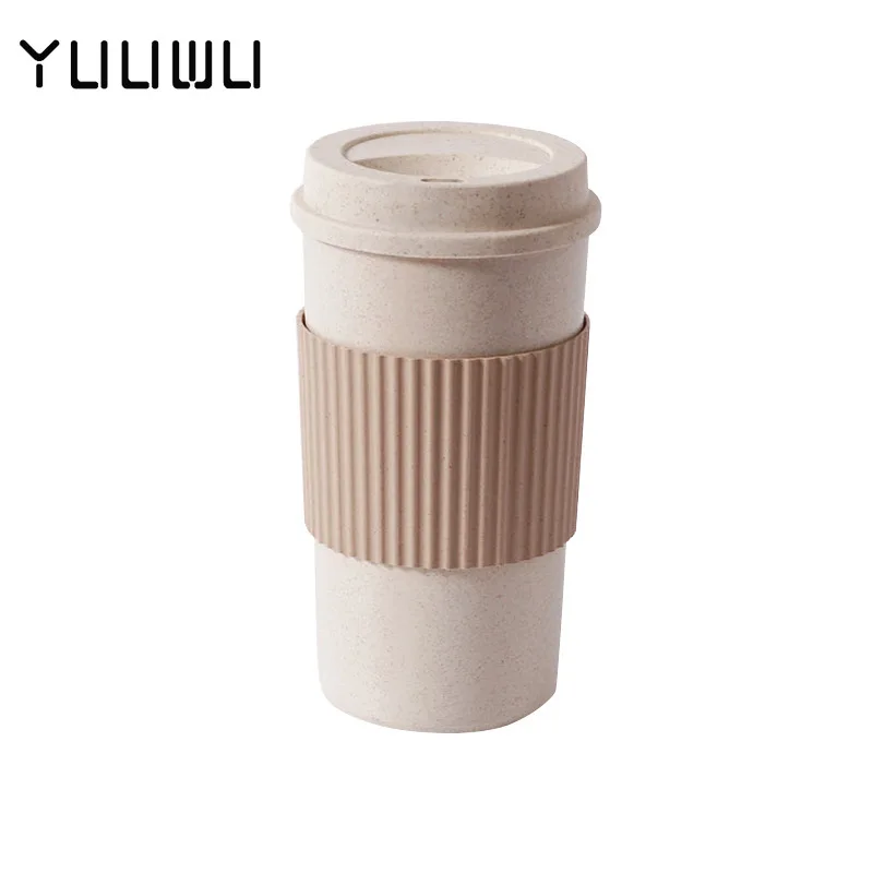 

Wheat Straw Double-wall Insulation Mug Eco-Friendly Coffee Cup Travel Leakproof Gift Mugs Portable Outdoor Bottle 350/450/550ml