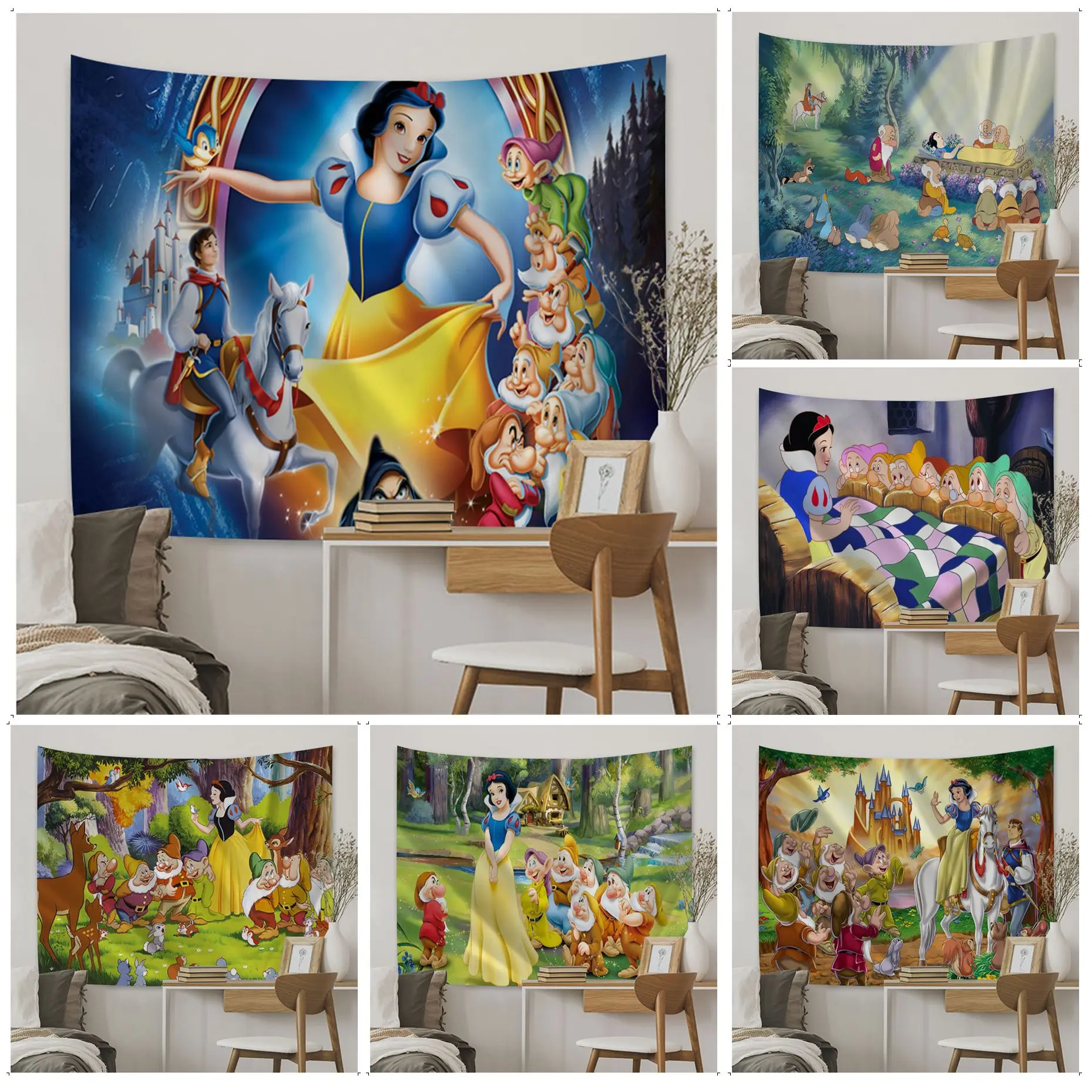 

Disney Snow White Cartoon Tapestry Wall Hanging Decoration Household Wall Art Decor