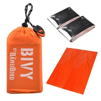 2pcs emergency blanket outdoor first aid military rescue kit windproof waterproof foil thermal blanket for camping hike 2022