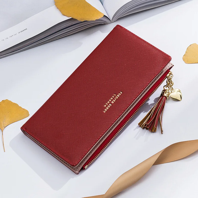2023 Tassel Wallet Women Long Cute Wallet Leather Tassel Women Wallets Zipper Portefeuille Female Purse Clutch