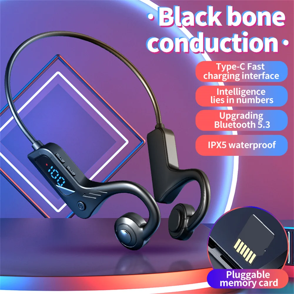 

X7 Bone Conduction Wireless Bluetooth Headset LED Display Earbuds With Mic Ear Hook Fone Bluetooth Earphone Wireless Headphones