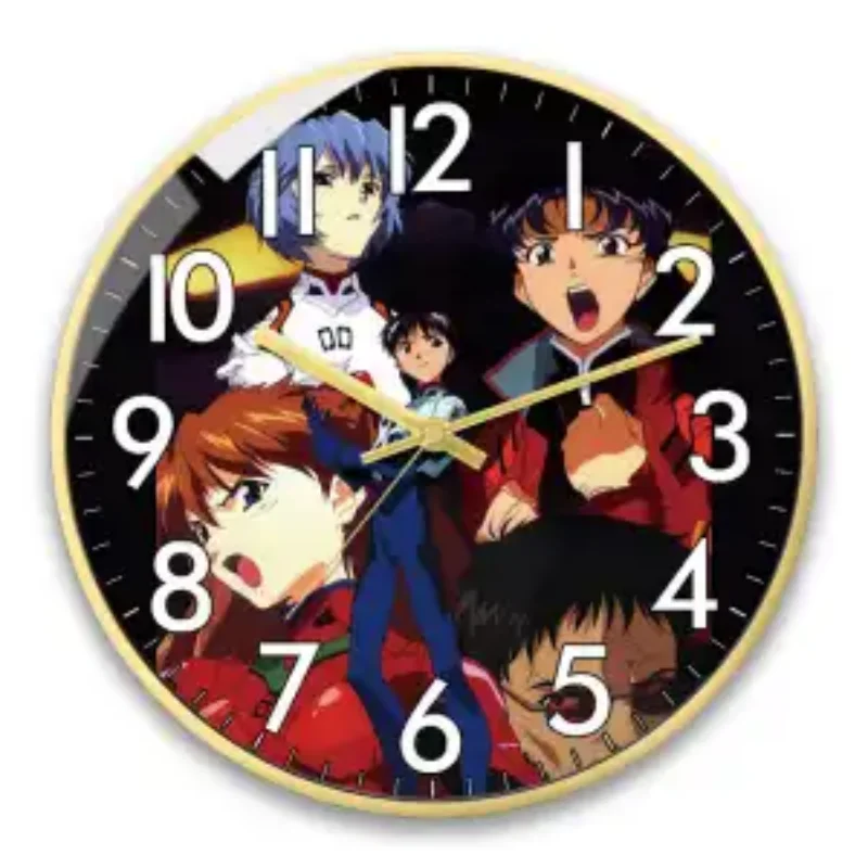 Фото Новые настенные часы Century Evangelion, милые аниме, домашний декор, 10-дюймовые настенные часы с италем, мультяшные часы для гостиной, офиса, подарки для детей №4