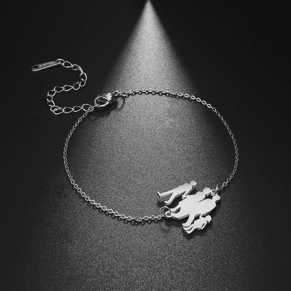 Fishhook Mother Family Bracelet Bangle Father Son Daughter Baby Gift Gold Color For Woman Stainless Steel Pendant Charm Jewelry | Украшения