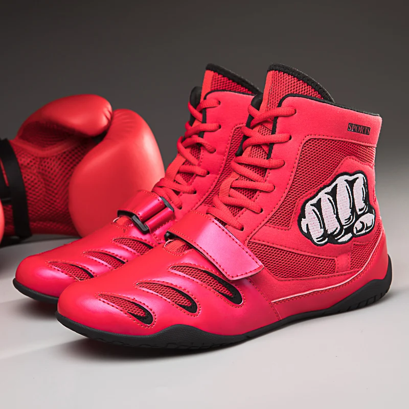 

Боксерские туфли для мужчин и женщин, Профессиональные боксерские сапоги, легкая обувь для борьбы, Нескользящие кроссовки