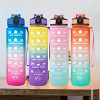 33oz water bottle motivational sports water bottle with time maker leak proof cup outdoor sports drinking bottle with straw