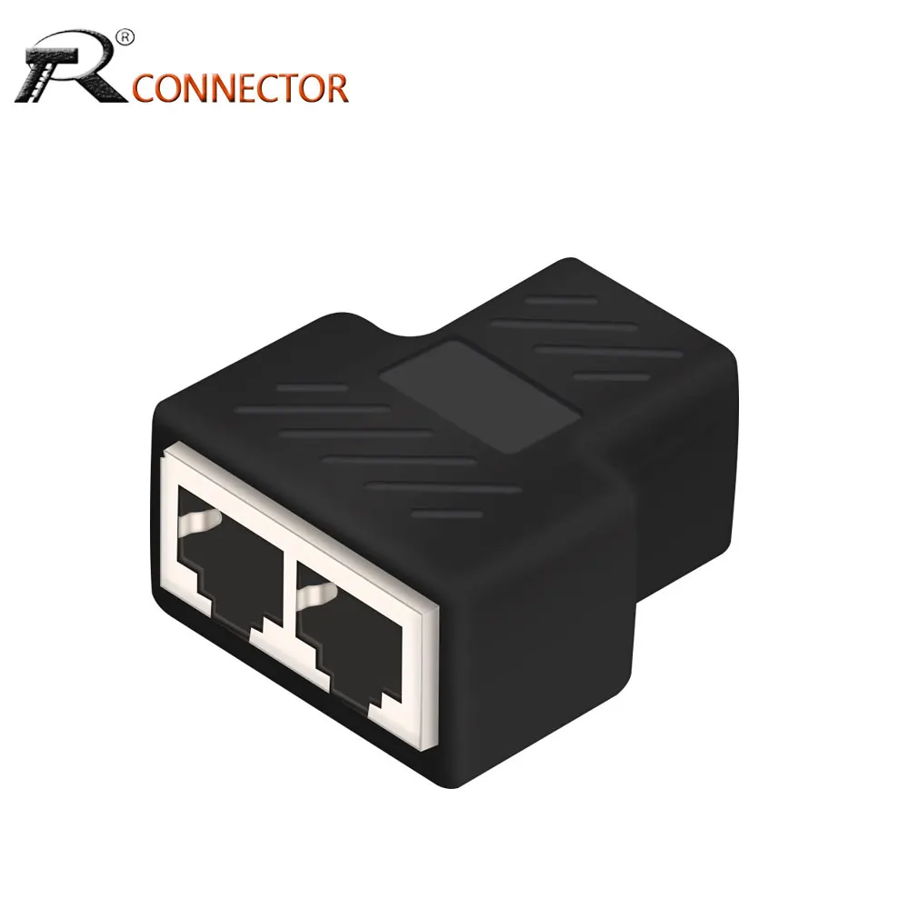 

2 Way RJ45 Ethernet Cable Connector Splitter 8 Pin RJ45 Network Cable Adapter 1 Input to 2 Output Converter