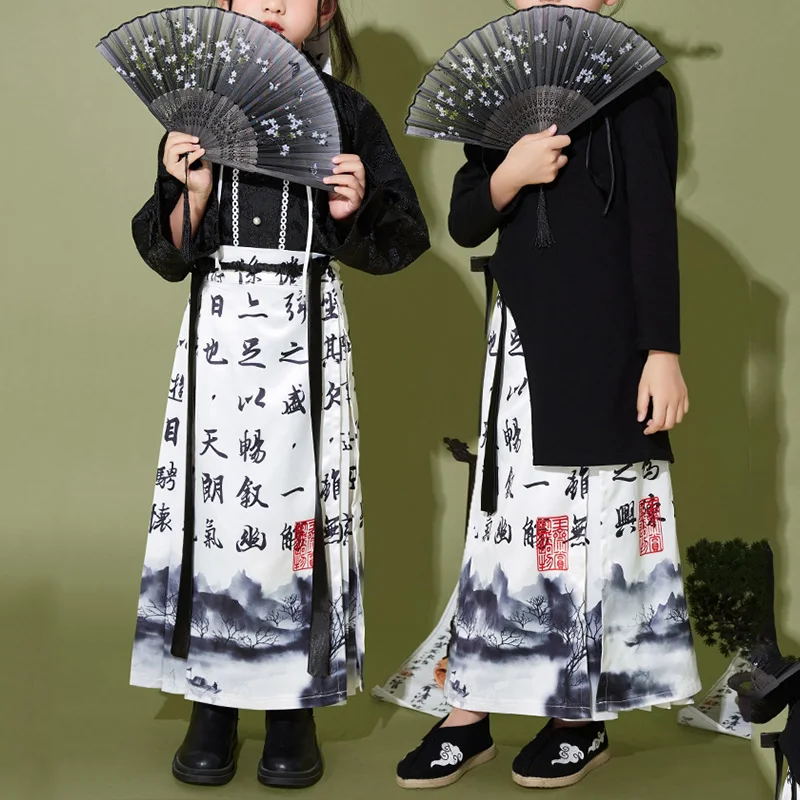 Новинка Детский комплект для джазовых танцев юбка с изображением лошади ханьфу