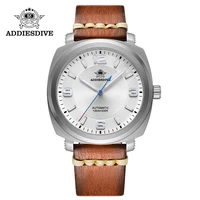 addiesdive men automatic watch nh38 leather strap sapphire crystal glass bgw9 super luminous stainless steel analog men watches
