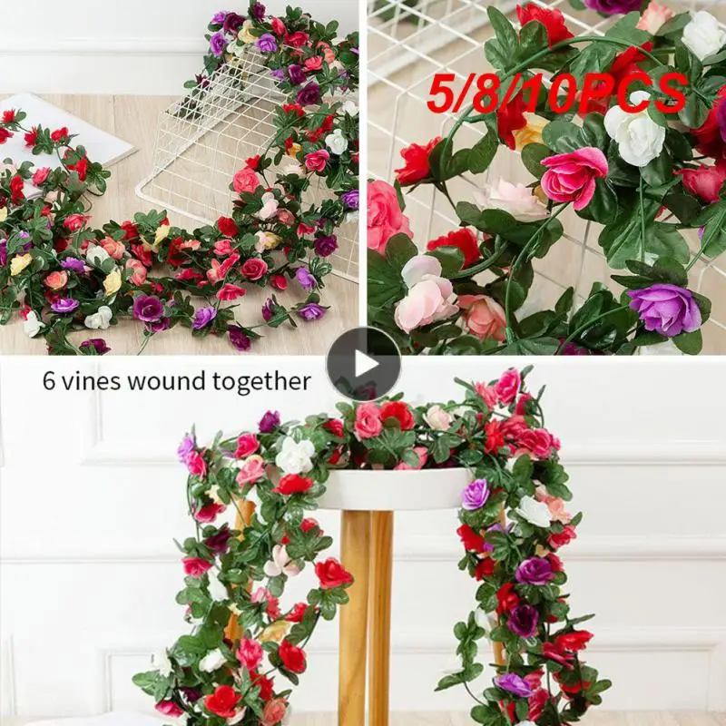 

5/8/10PCS 250cm Craft Arch Decor Corridor Ceiling Rattan Decorative Versatile Simulation Flowers Rattan Reusable
