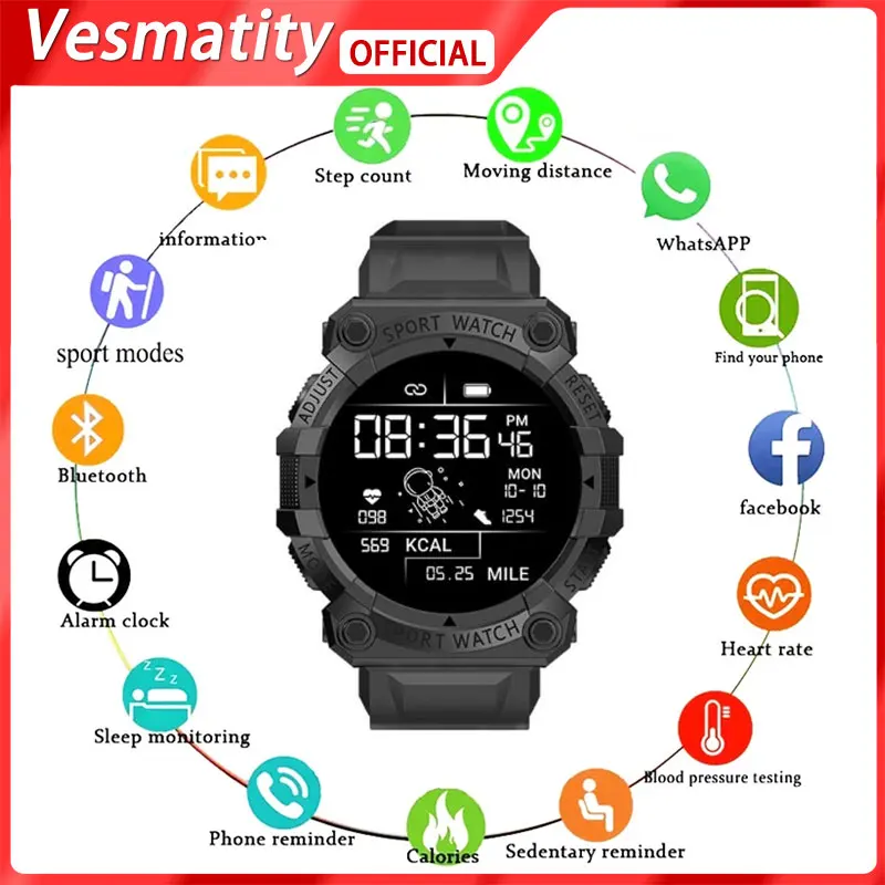 

2022 Vesmatity Smart Watch Men Women Touch Screen Sports Fitness Watch Waterproof Bluetooth For Android FD68S Smart Watch Men