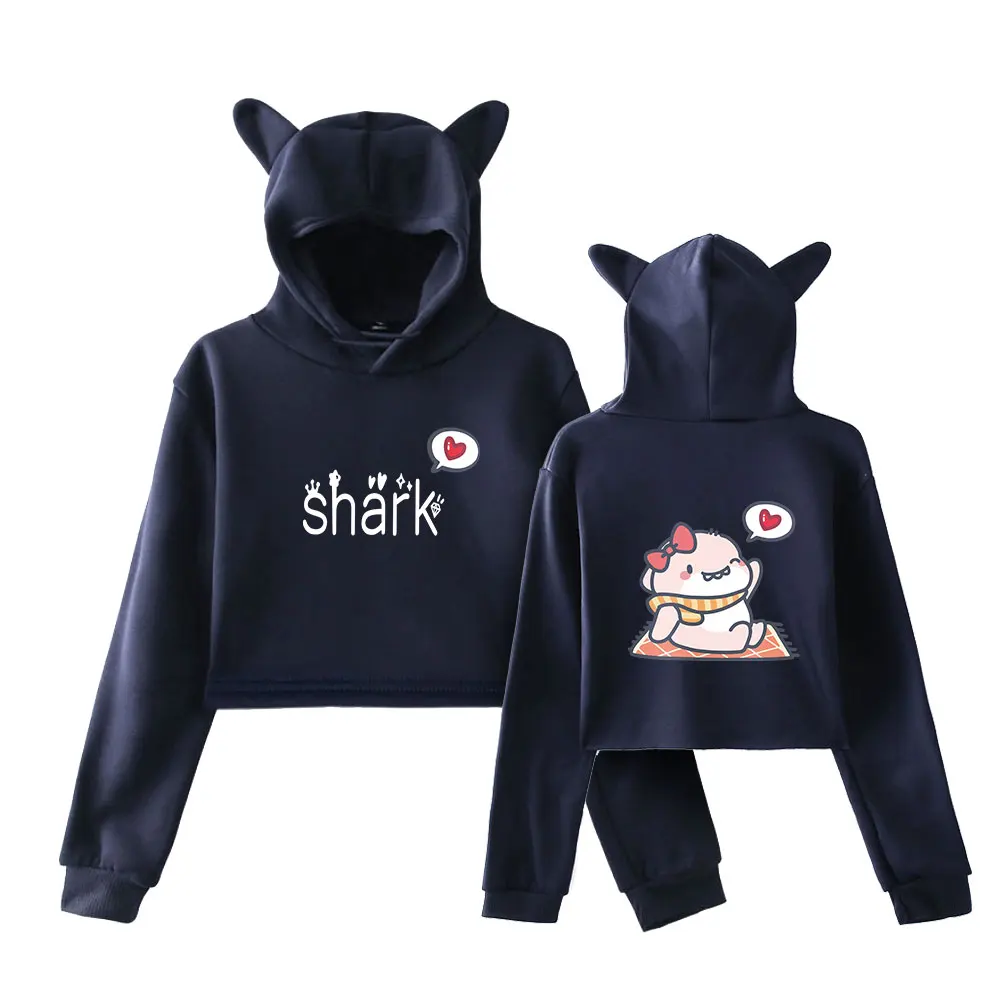 

The Cute Little Shark Print Cat's Ears (Steamed Cat-ear Shaped Bread) Sweater That Can Be Worn In All Seasons of 2023