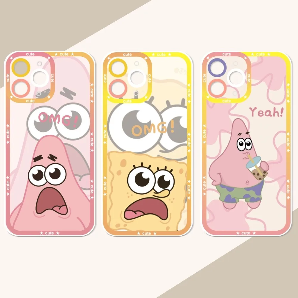 

Cartoon S-SpongeBob Cute S-SquarePants Phone Case For IPhone 12 11 13 14 Pro Max XR XS Max X SE2020 7 8 Plus Case
