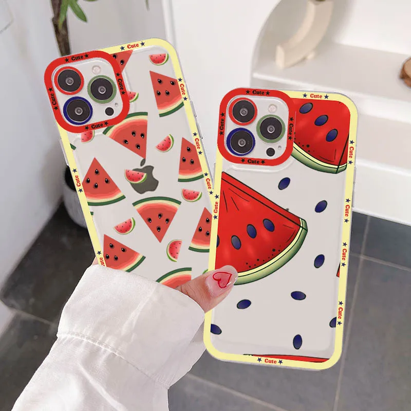 

RuiCaiCa Watermelon Phone Case For IPhone 13 14 Pro Max XS XR 12 11 Pro 13 Mini 6 7 8 Plus Soft Clear Back Cover