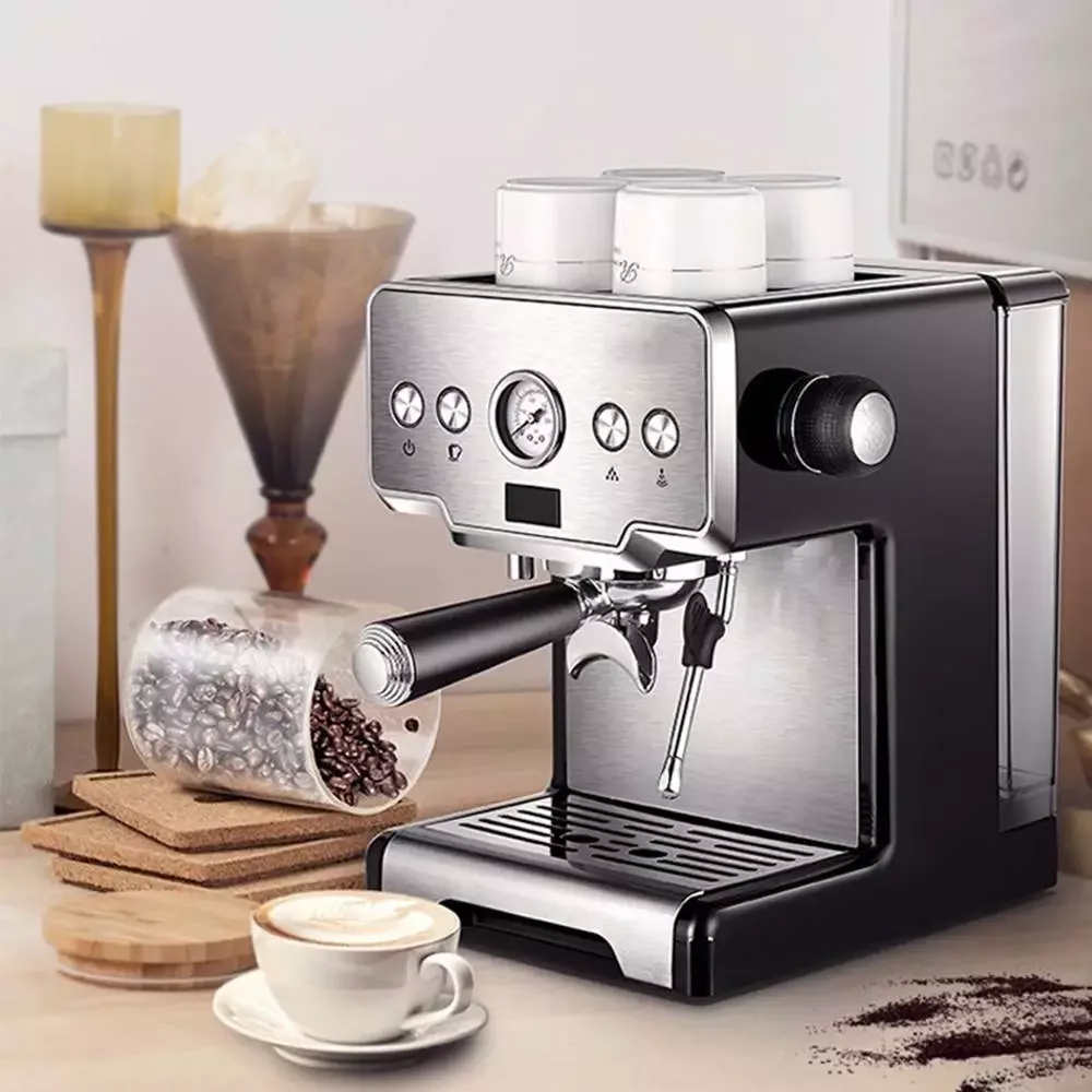 

Household Coffee Maker Making Machine 15bar Commercial Freshly Espresso Semi-automatic Cafeteira Steam Milk Tea Shop CRM3605