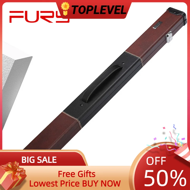 FURY Pool Cue Box 2 Holes Wine Red PU 1/2 Piece Cue Box 3/4 Piece Snooker Box Durable Billiard Accessories