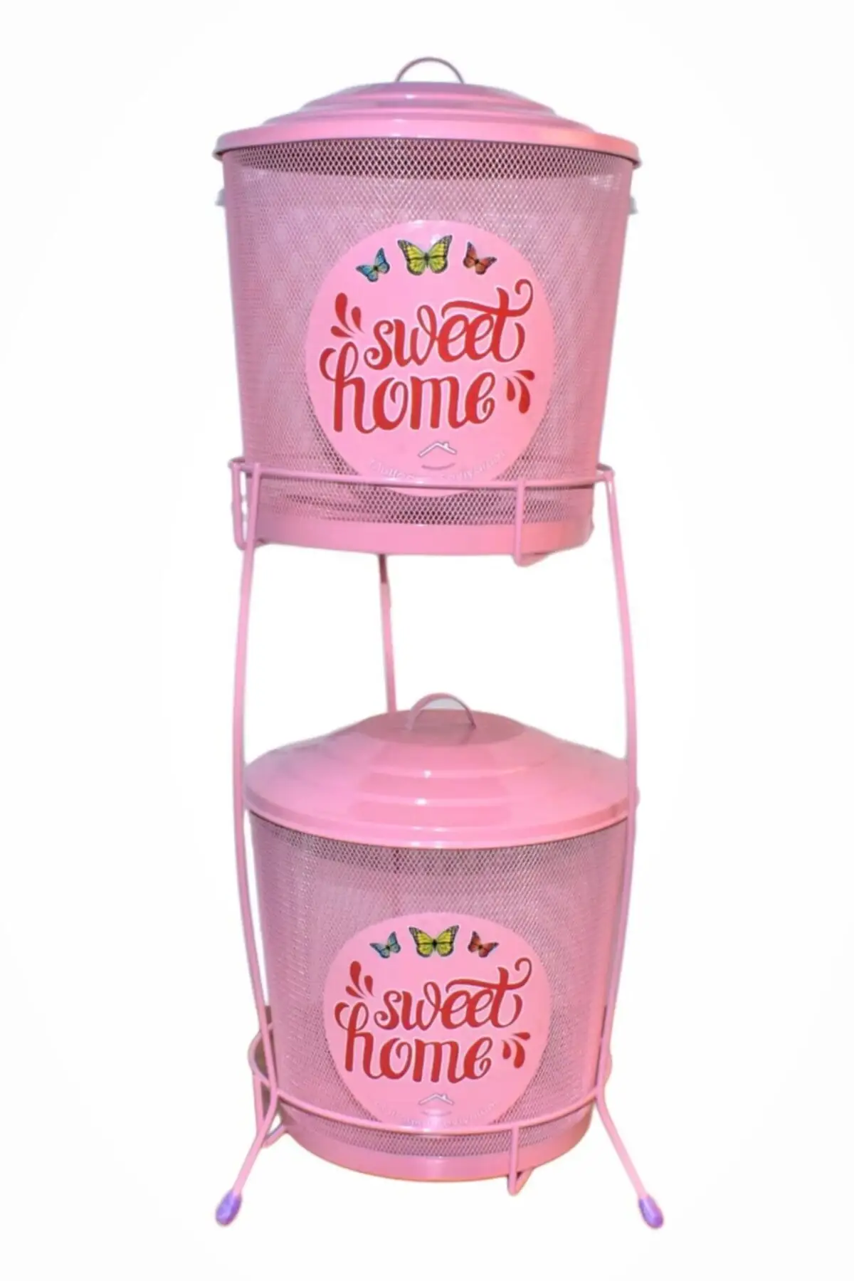 

2-слойный перфорированный металлический ковш для картофеля и лука-розовый