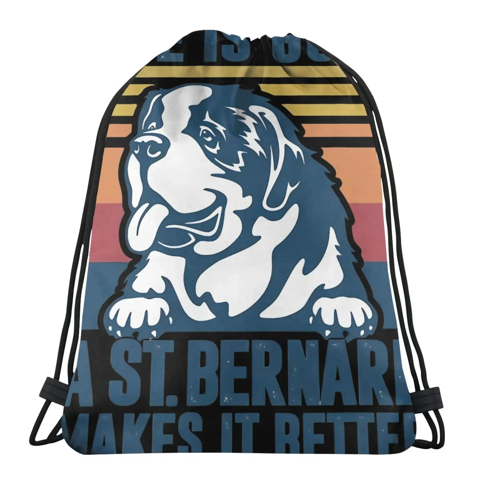 

Saint Bernard Gifts For Dog Mom Men's Backpack Bag Ropes Ball Pocket Cord Bag Ball Pocket Backpack With Cord Dust Bag Backpack
