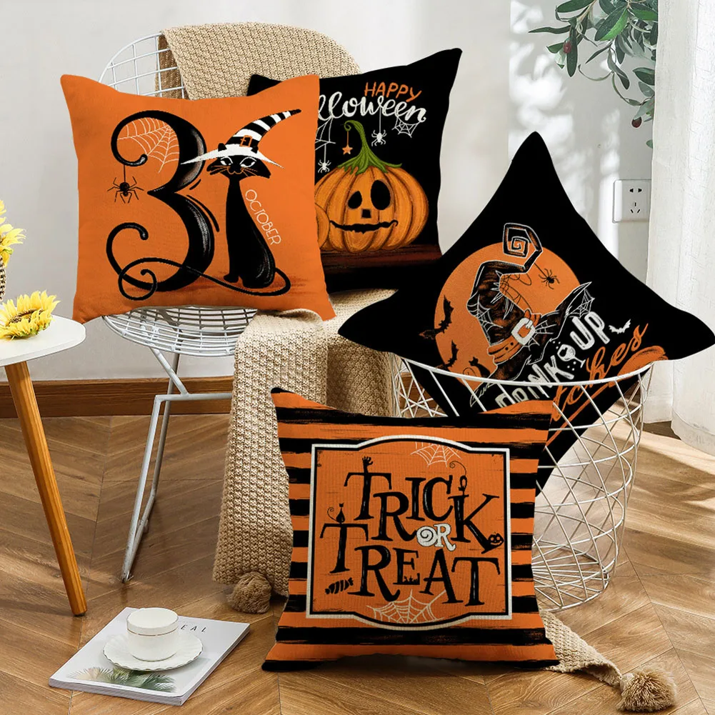 

18x18 Fall Pillow Cover Halloween Decoration Pumpkin Thanksgiving Halloween Dwarf Sofa Pillow Cover Home Decorations