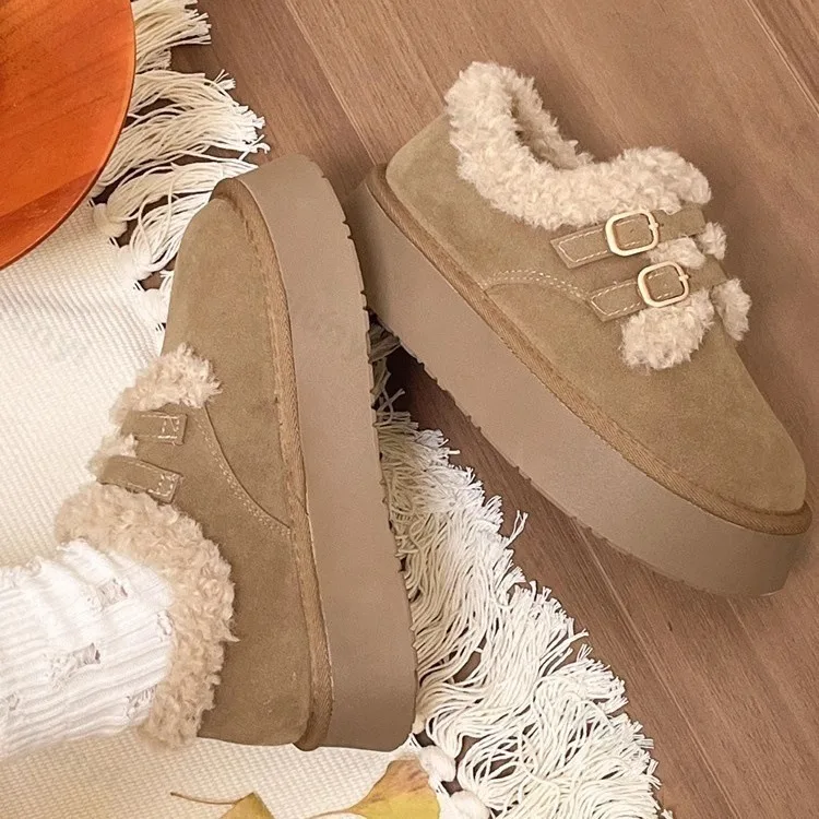 Зимние женские сохраняющие тепло ботинки на платформе из хлопка модные