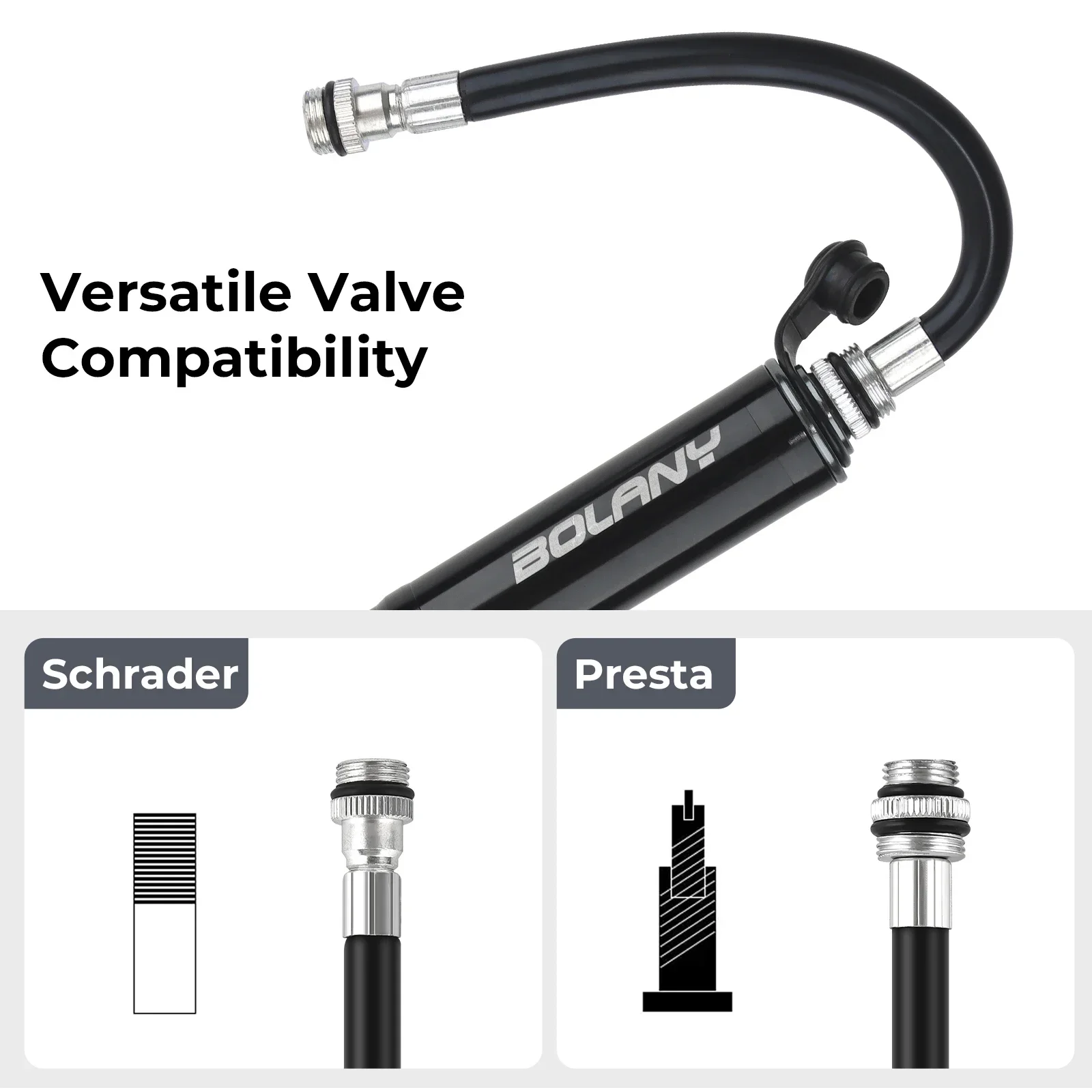 Мини-велосипедный воздушный насос BOLANY 160 фунтов на квадратный дюйм скрытый шланг
