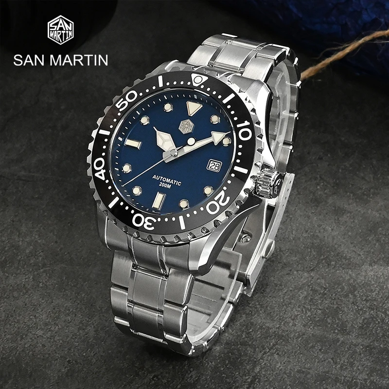 

San Martin New SN009 Stainless Steel Diver Men Watches SW200/PT5000 Ceramic Bezel 20ATM Automatic Mechanical Watch for Men Male