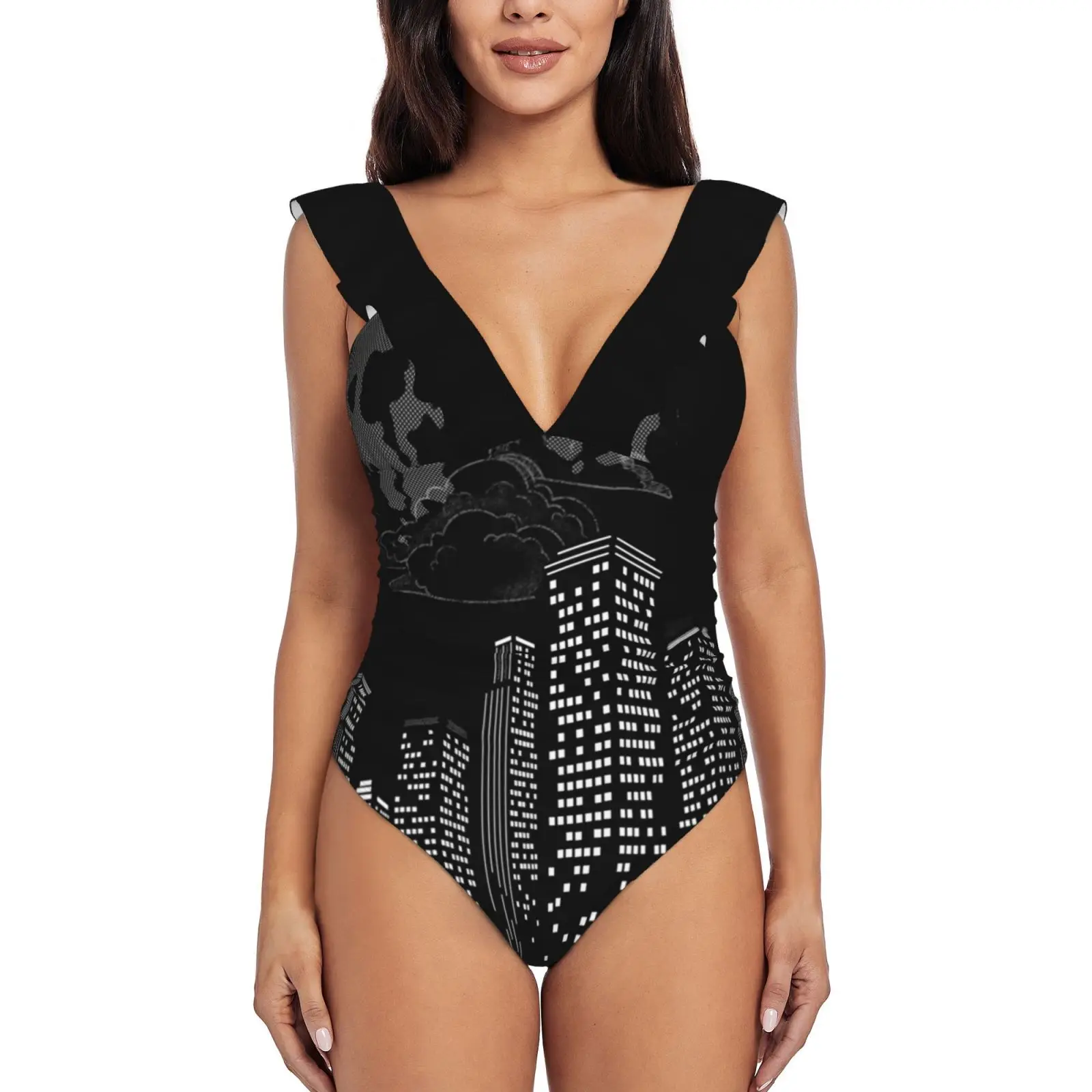 

Moon Over City женский сплошной купальник с оборками, боди, сплошной купальник, купальный костюм, пляжная одежда, на день рождения, модный