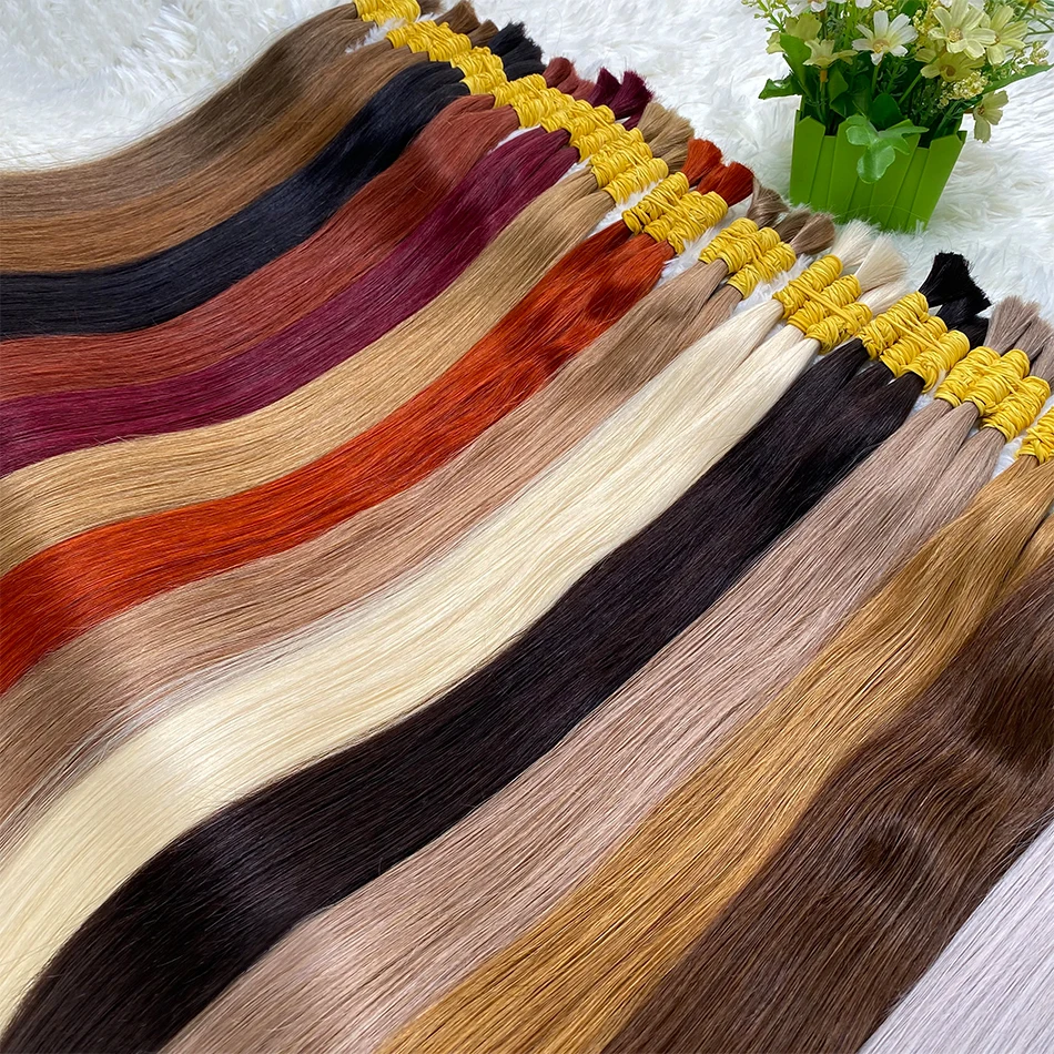 Фото Натуральные прямые волосы Maxhair 100% из человеческих волос, необработанные, Remy, 22-30 дюймов, 100 г, натуральный блонд, для плетения и наращивания волос, 613 №1
