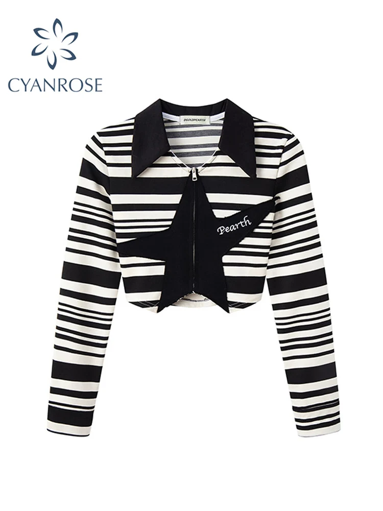 

Женская футболка в полоску, с отложным воротником и длинным рукавом