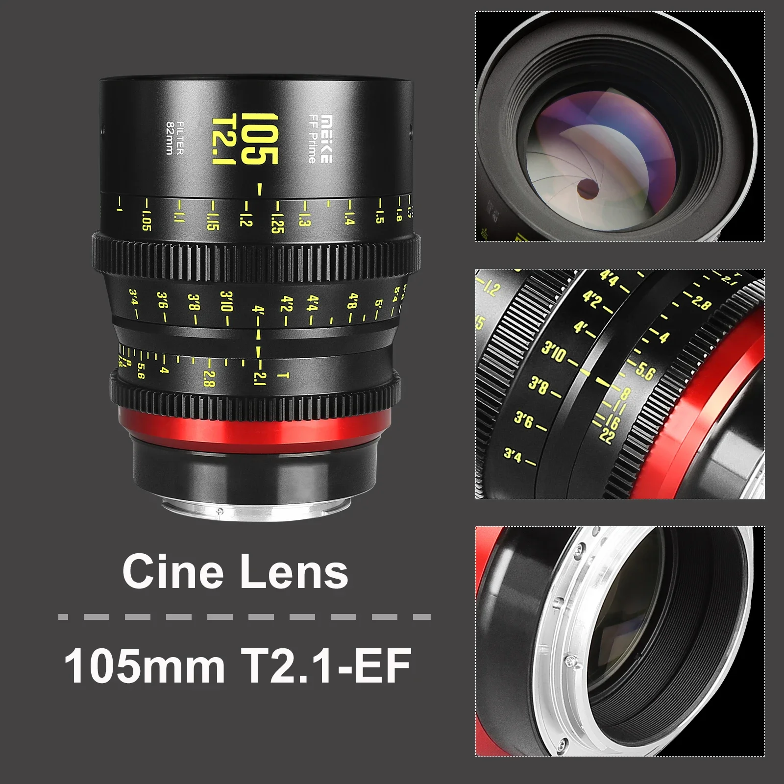 Фото Новый Cine-объектив Meike Prime 105 мм T2.1 для полнокадровых киносистем, крепление EF, крепление PL №3