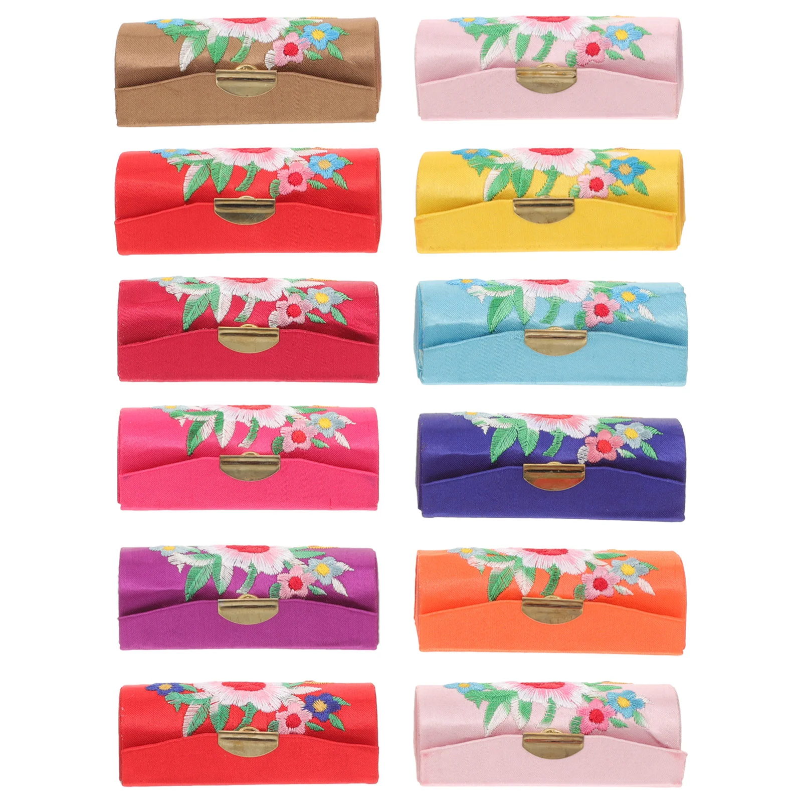 

12Pcs Cloth Lipstick Box Portable Lip Balm Box Vintage Lipstick Storage Box Lipstick Cases