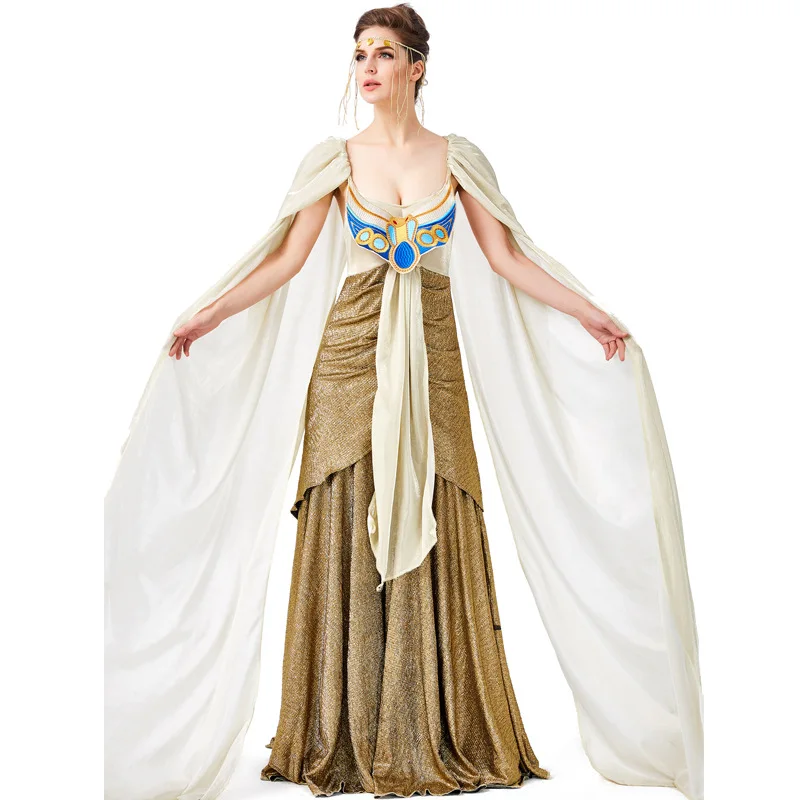 

Halloween Deluxe Cleopatra Costume Egyptian Goddess Queen Outfit Women's Pharaoh Rome Princess Masquerade Fantasy Fancy Dress