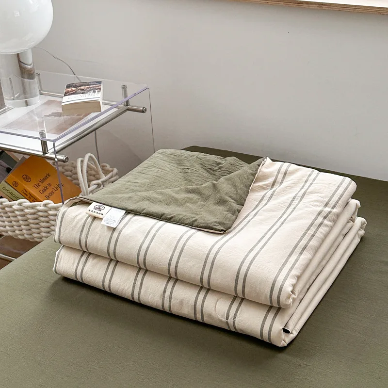 

Высококачественное Полосатое хлопковое тонкое одеяло, летнее одеяло из соевого волокна, мягкое и легкое одеяло с воздушным кондиционированием, покрывала для сна