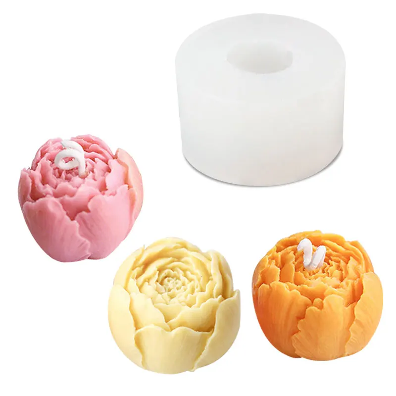 

Pretty Peony Soft Silicone Mold Diy Rose Candle Chocolate Flip Sugar Baking Mould Handmade Soap Aromatherapy Gypsum Glue Mould