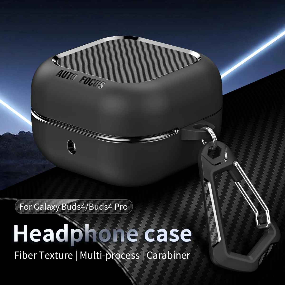 Фото Новый защитный чехол из углеродного волокна для наушников Samsung Galaxy Buds 4 / Buds 4 Pro с аксессуарами для ключей, противоударный чехол-сумка №1