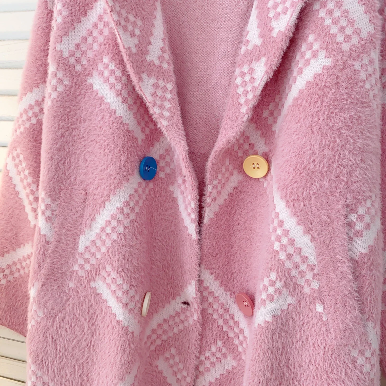 Женское винтажное пальто с отложным воротником Элегантное трикотажное