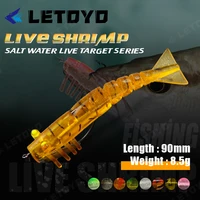 letoyo 8 5g 90mm bionic fishing soft shrimp prawn lure baits simulation soft prawn lure with hook luminous eyes silicone shrimp